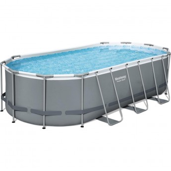 Каркасный бассейн BESTWAY POWER STEEL 549х274х122см, 13430л + фильтр-насос 5678 л/ч, лестница, тент