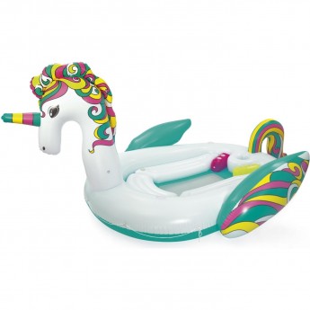 Надувной матрас-остров для плавания BESTWAY ЕДИНОРОГ 590х404см с ручками и подстаканниками, до 540кг Надувной матрас-остров для плавания BESTWAY ЕДИНОРОГ 590х404см с ручками и подстаканниками, до 540кг